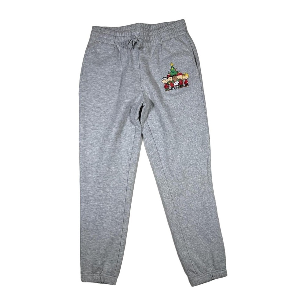 Peanuts Charlie Brown‎ Snoopy Christmas Tree Sweatpants Joggers Gray M Mens